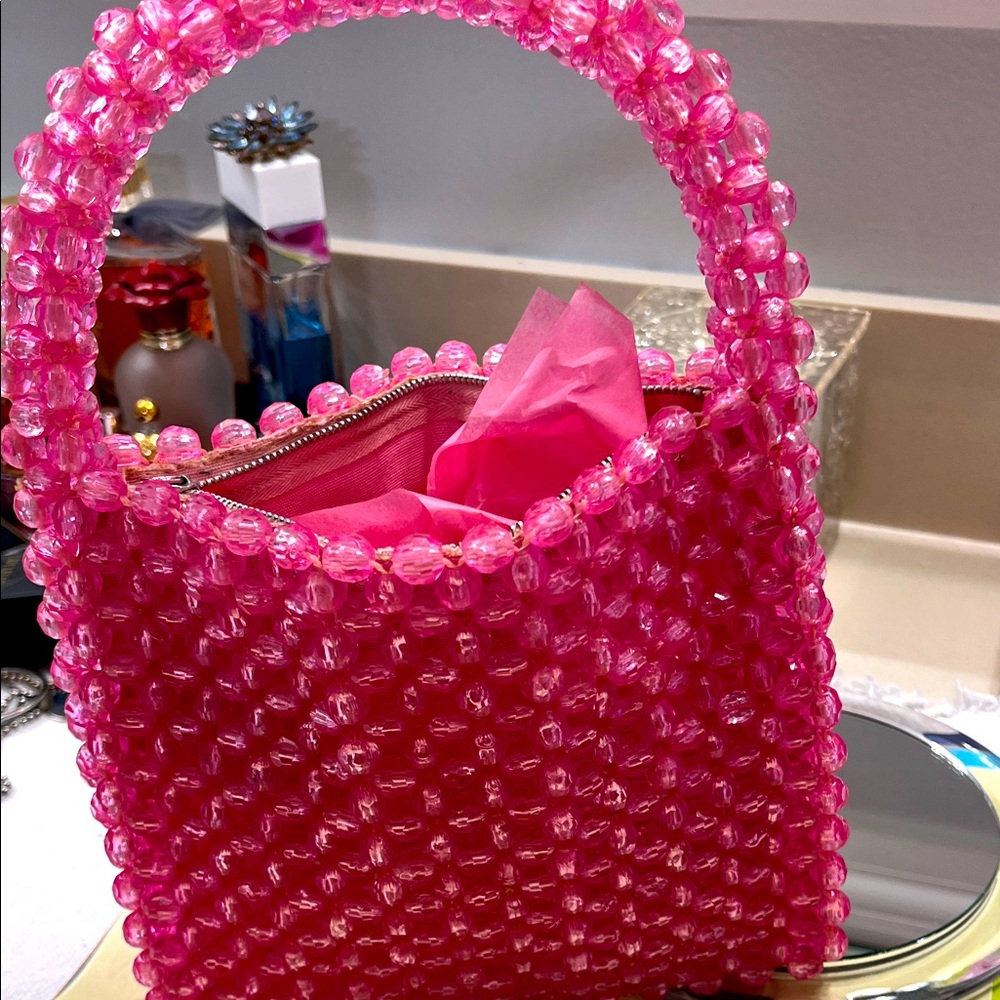Vintage circa Late 1950’s  Pink Beaded Women's Bag